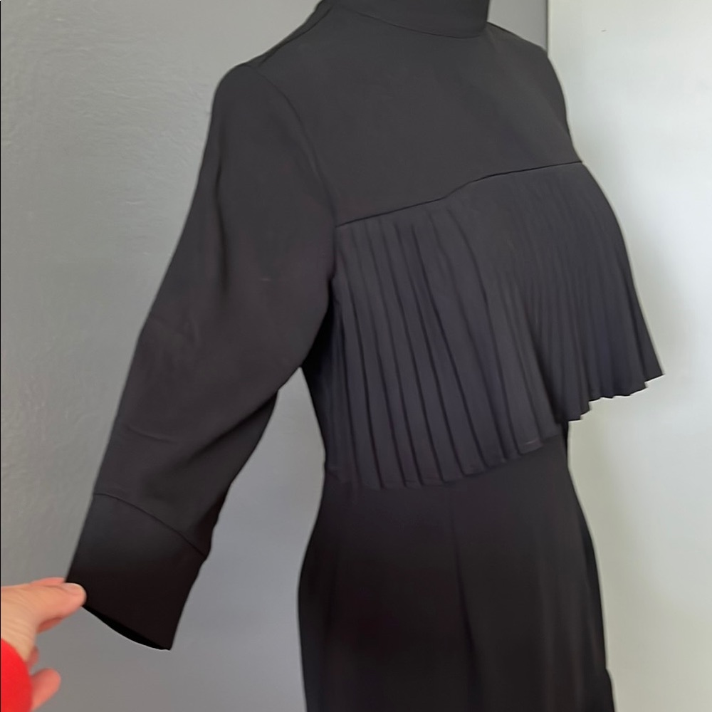 PrettyLittleThing Black Sheath Dress with 3/4 Sleeves and Mock Neck - Picture 10 of 12